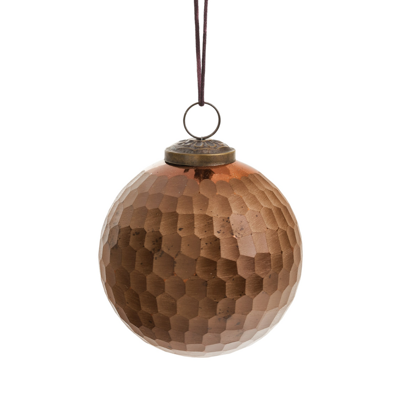 Copper Hammered Glass Ornament