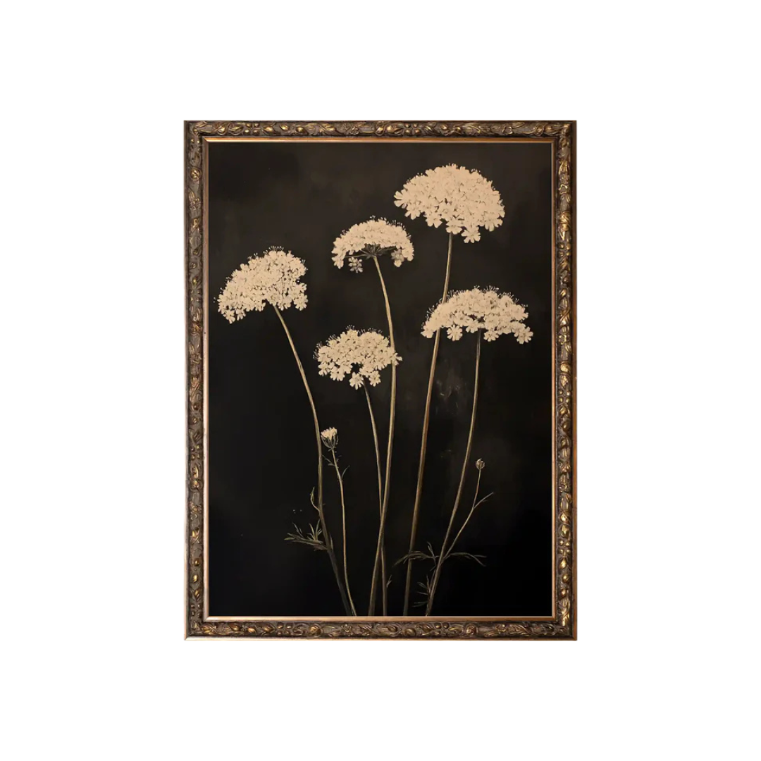 Midnight Flowers [Rigid Canvas in Vintage Bronze Frame]