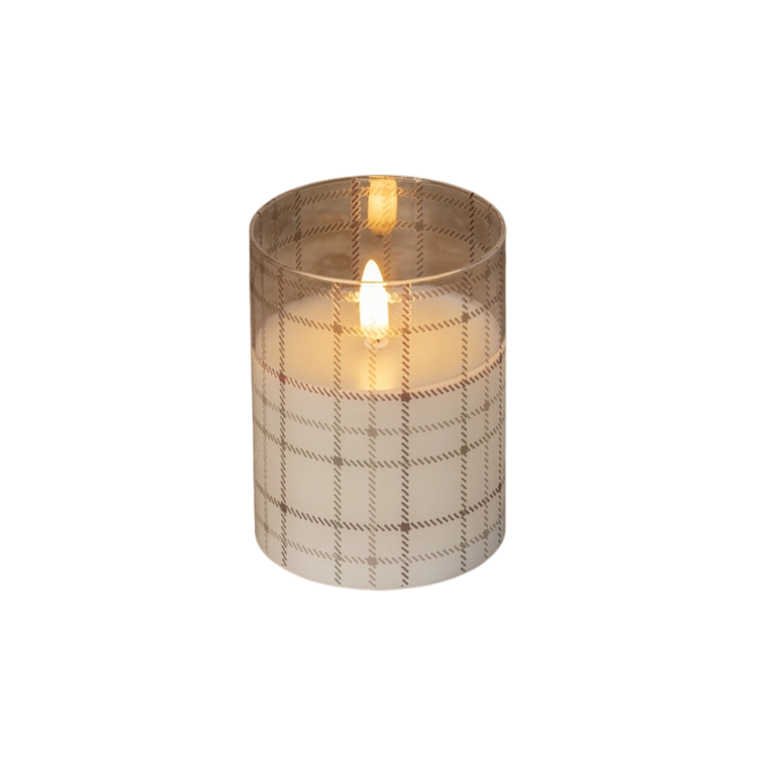 Andri Plaid 3D Flame Candle - 4"