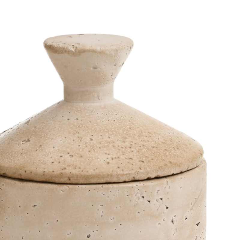 Beige Cement Canister - Travertine Look