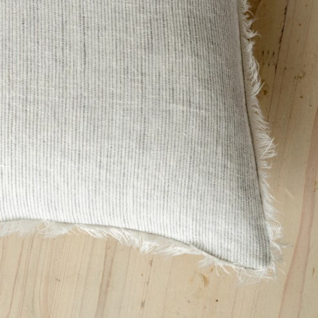 Lina Linen Pillow Grey Stripe - 14" x 31"