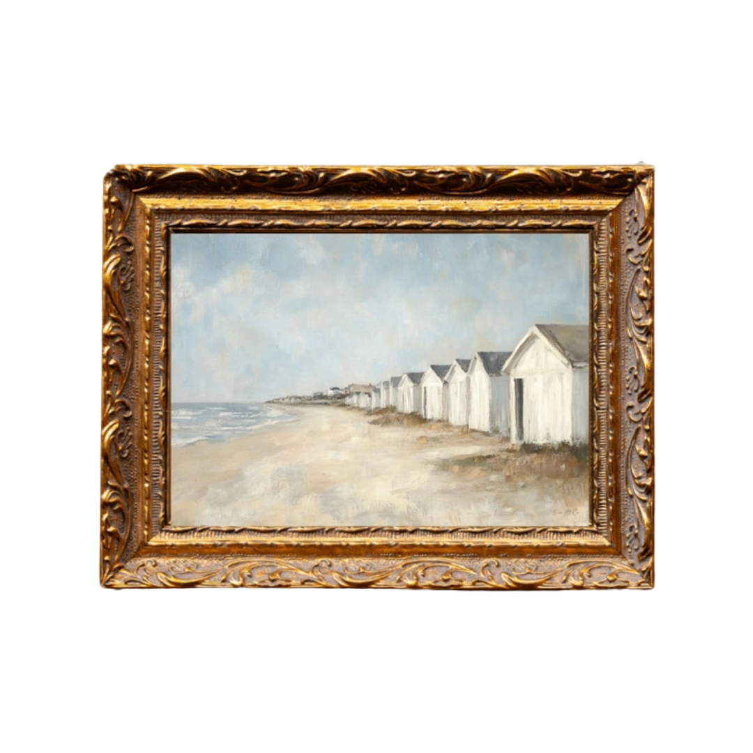 Vintage Beach Town Framed Print [12" x 16"]