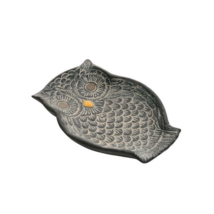 Black Cement Owl Tray