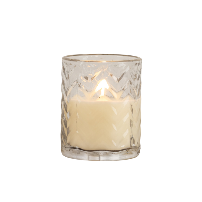 Chevron Glass 3D Flame Candle - 5"