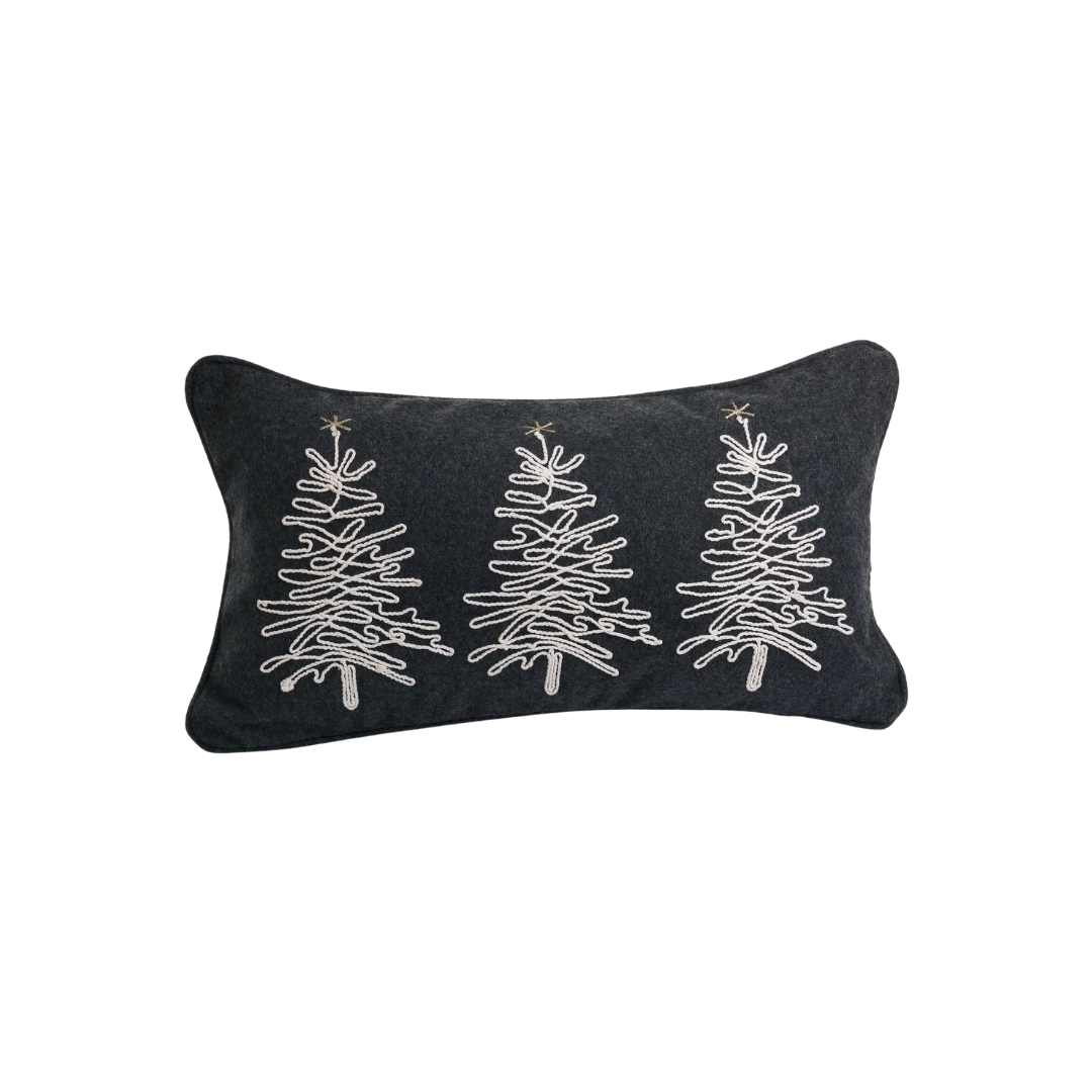 Corded Wool Tree Christmas Pillow