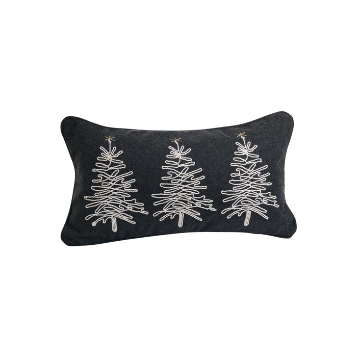 Corded Wool Tree Christmas Pillow