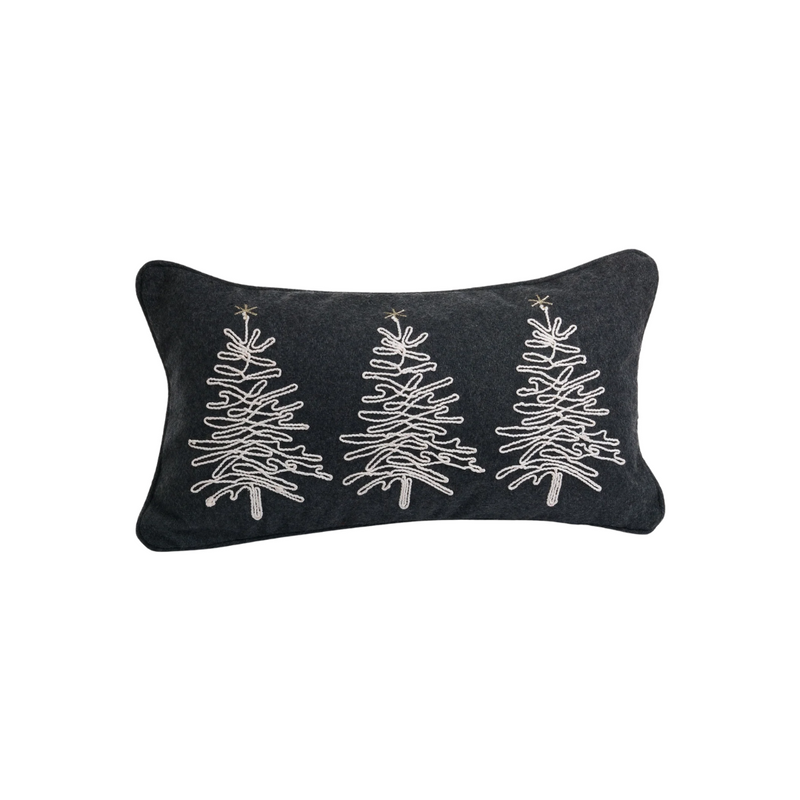 Corded Wool Tree Christmas Pillow
