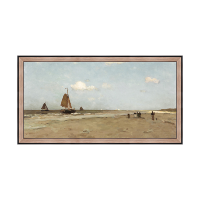 Beach Scene Framed Stucco Painting [28" x 52"]