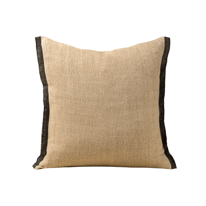 Selvage Linen Pillow - Charcoal [20" x 20"]