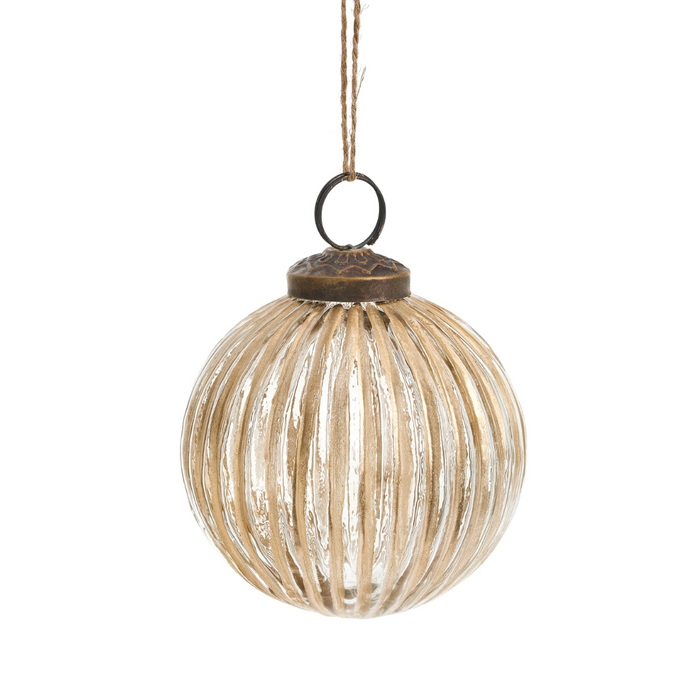 Ridged Gold Clear Glass Ornament