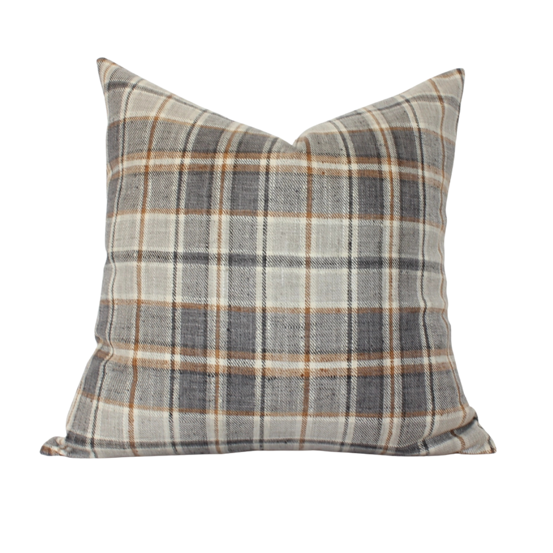 Nolan Brown Plaid 20" Pillow Cover