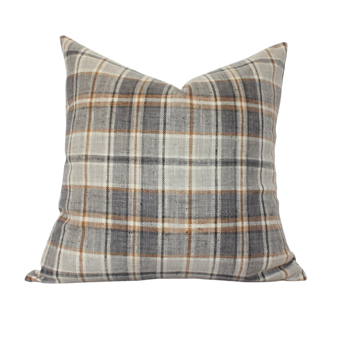 Nolan Brown Plaid 20" Pillow Cover