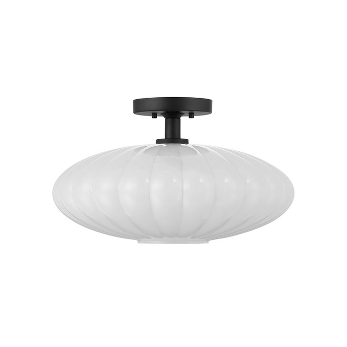 1-Light White Strie Ceiling Light