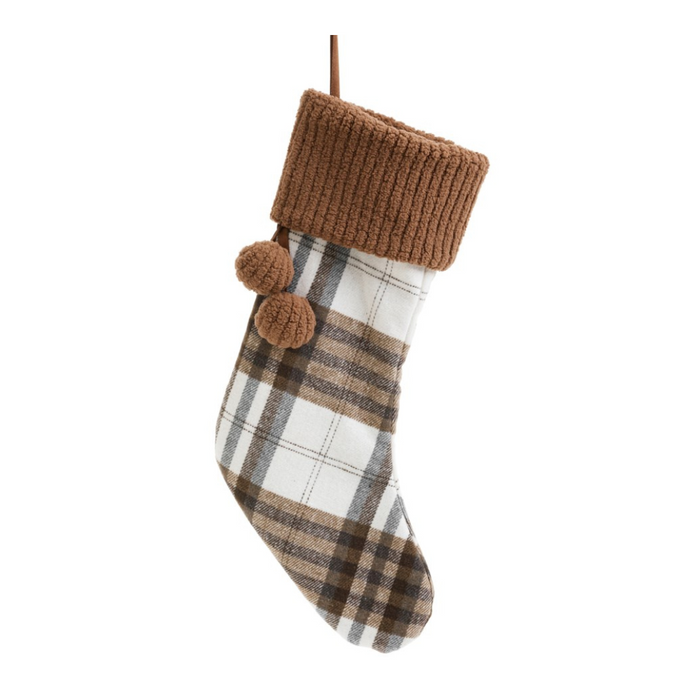 Brown & White Check Stocking