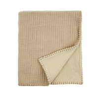 Kantha-Stitch Sherpa Throw - Natural