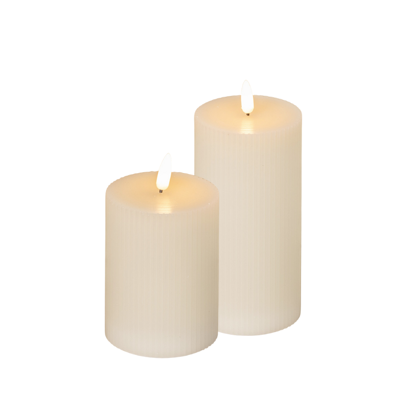 Cream Grooved 3D Flame Candle