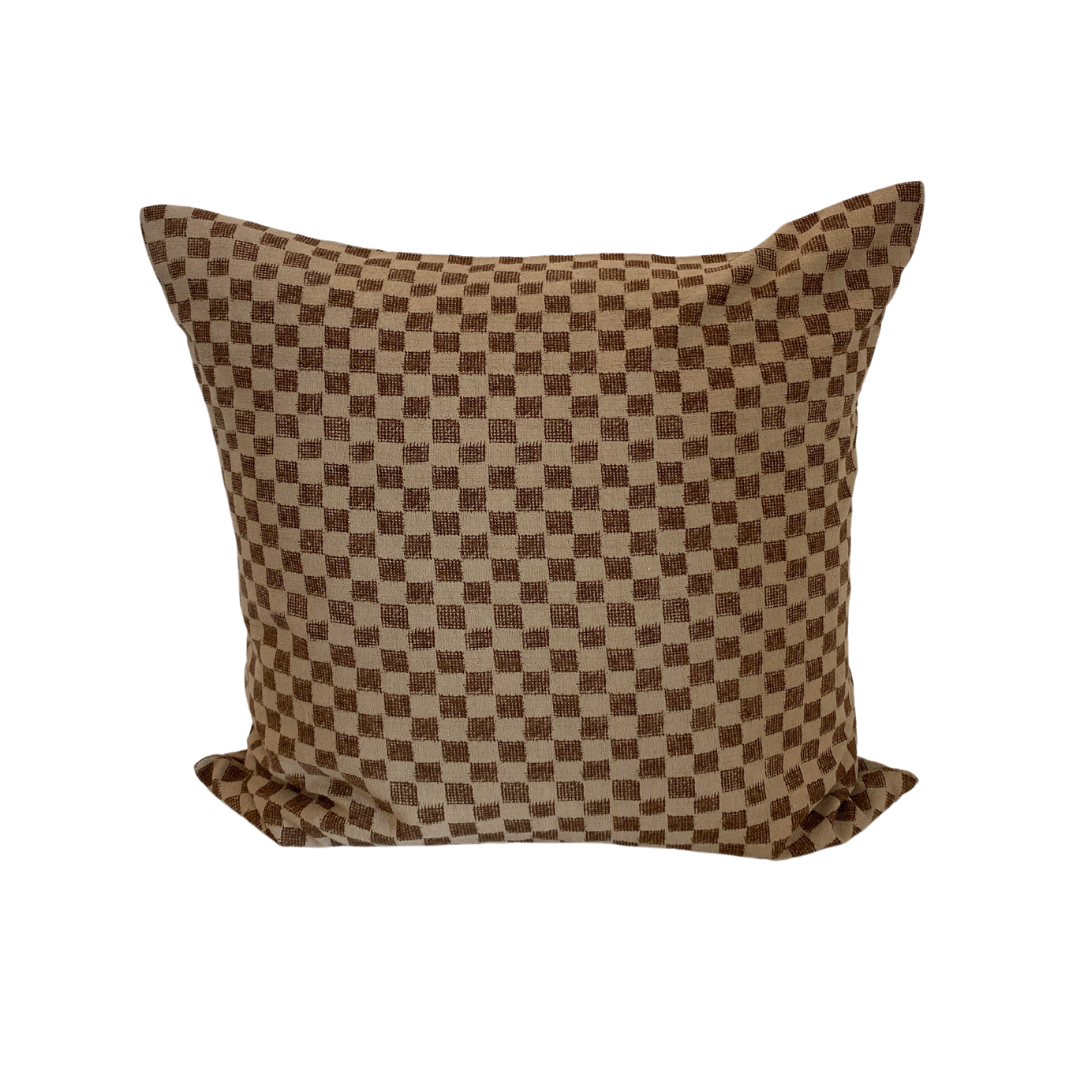 Brown & Beige Check Weave Pillow Cover 20" x 20"