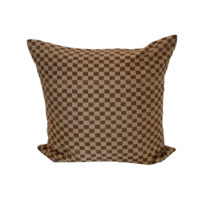 Brown & Beige Check Weave Pillow Cover 20" x 20"