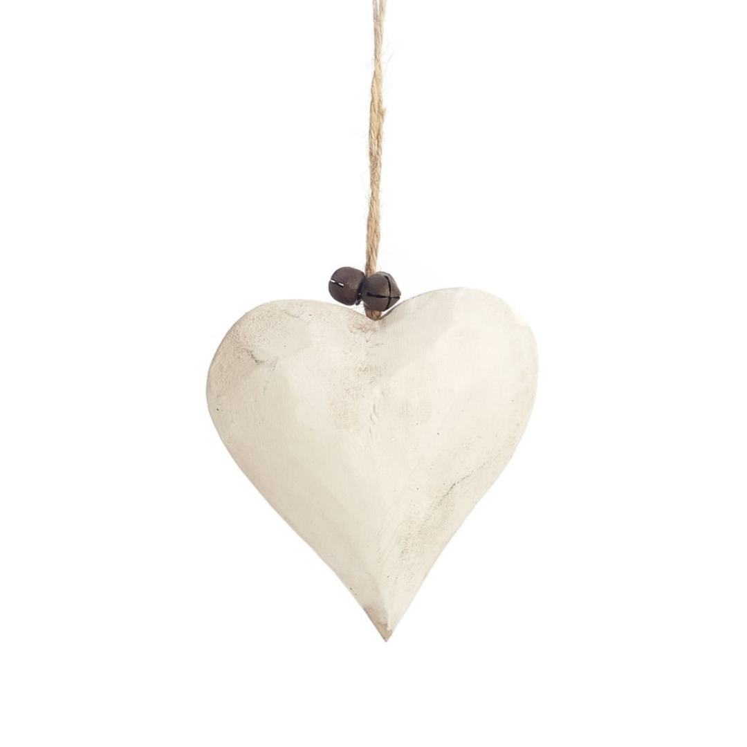 White Wooden Heart Ornament