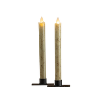 9.5" Moving 3D Flame Green Taper Candles [Set of 2]