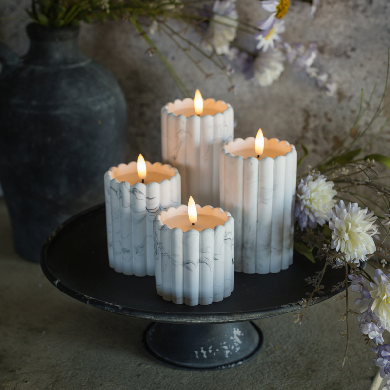 Marble Cement Column 3D Flame Candle