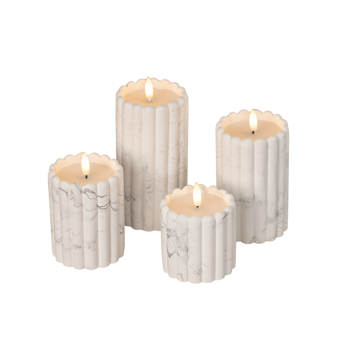 Marble Cement Column 3D Flame Candle