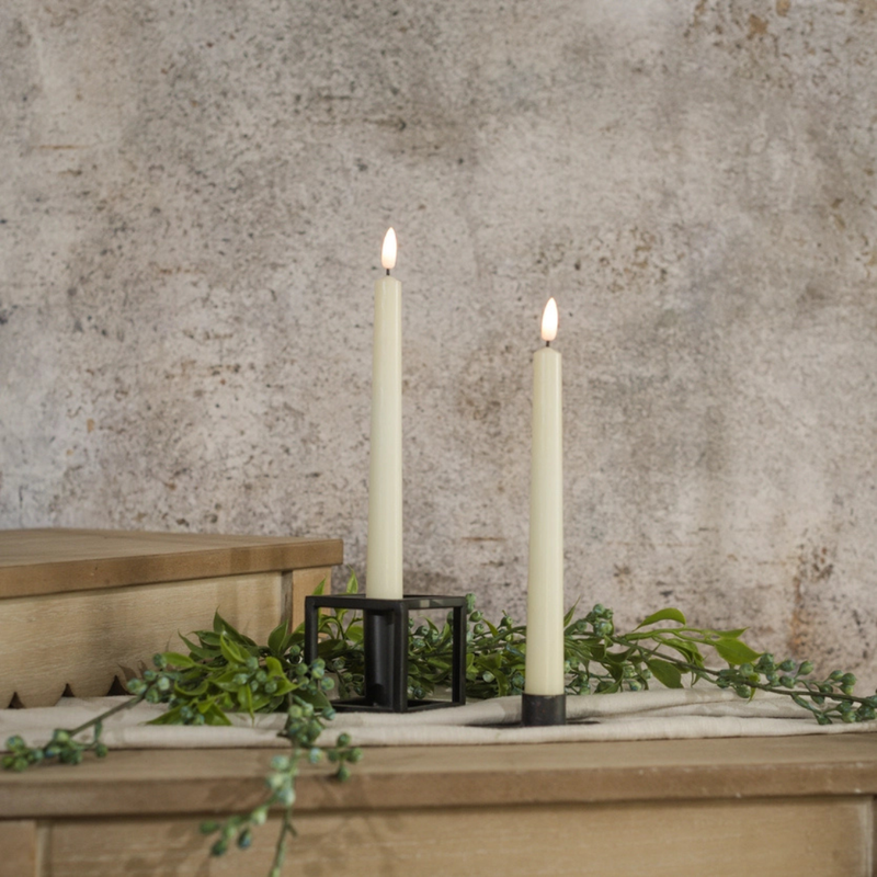 9.5" 3D Flame  Cream Taper Candle [Set of 2]