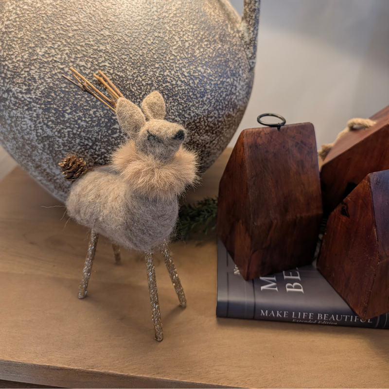 Standing Deer [Taupe Wool - 8.5"]