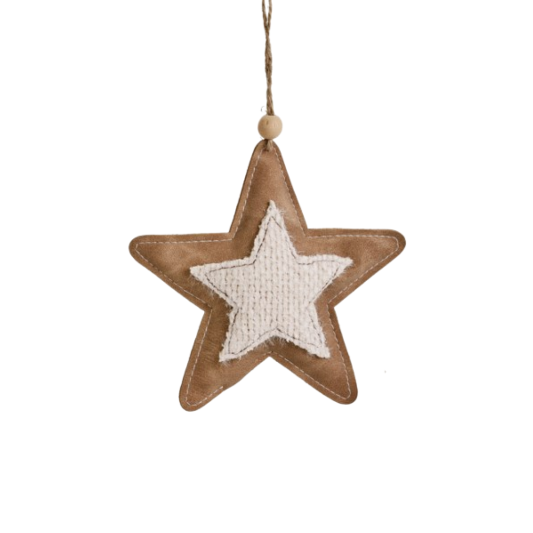 Star Faux Leather Ornament
