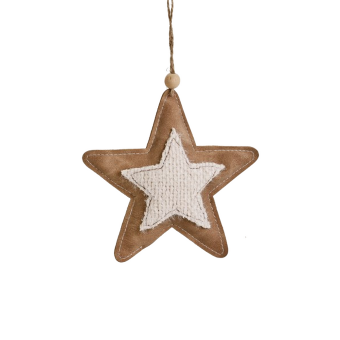 Star Faux Leather Ornament