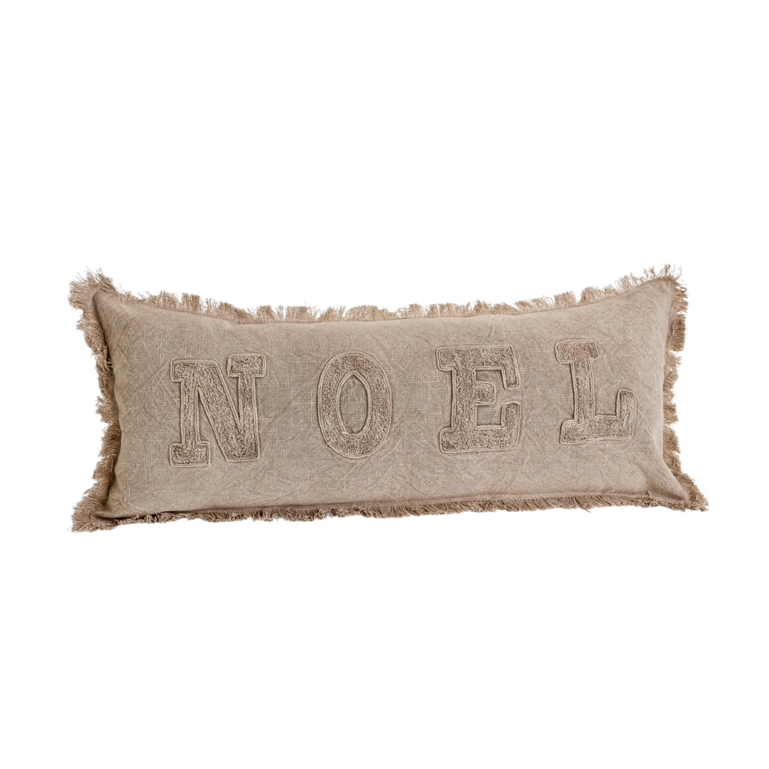 Noel Embroidered Pillow [Beige Cotton]