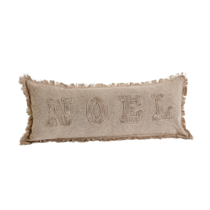Noel Embroidered Pillow [Beige Cotton]
