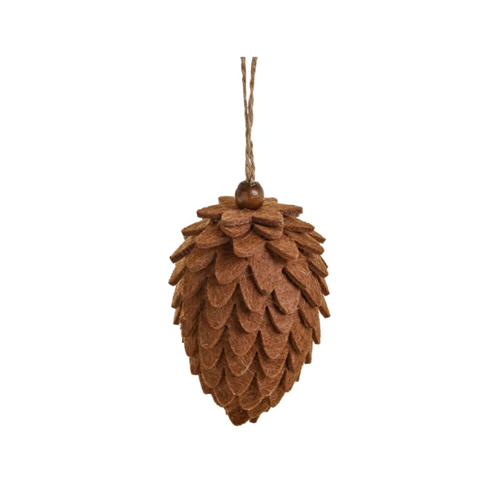 Brown Felt Pinecone Ornament