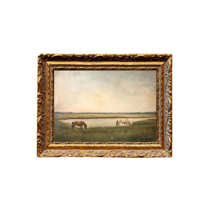 Grazing Horses Framed Print [5" x 7"]