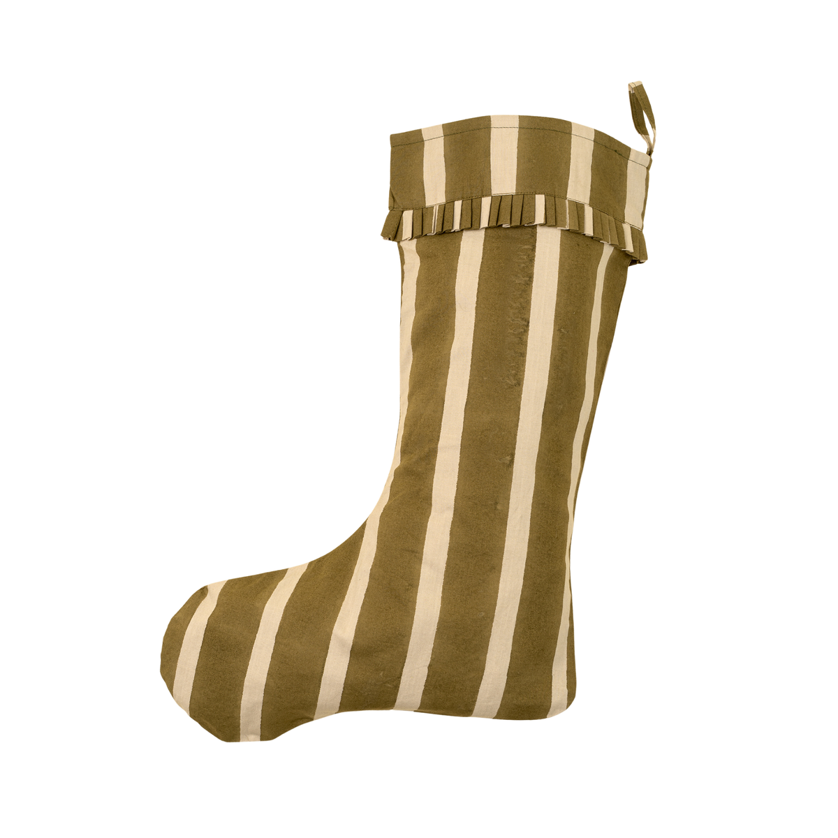 Stocking - Block Print Stripe [Olive]