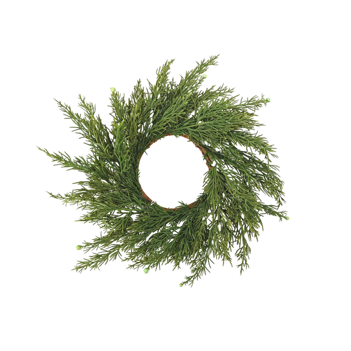 14" Natural Touch Artificial Chinese Cypress Candle Ring