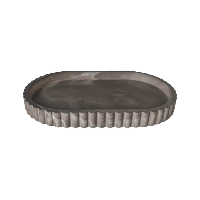 Fluted Oval Tray - Mocha Stone