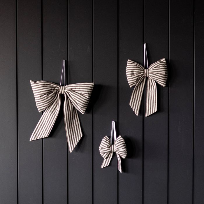 Brown Striped Fabric Bow