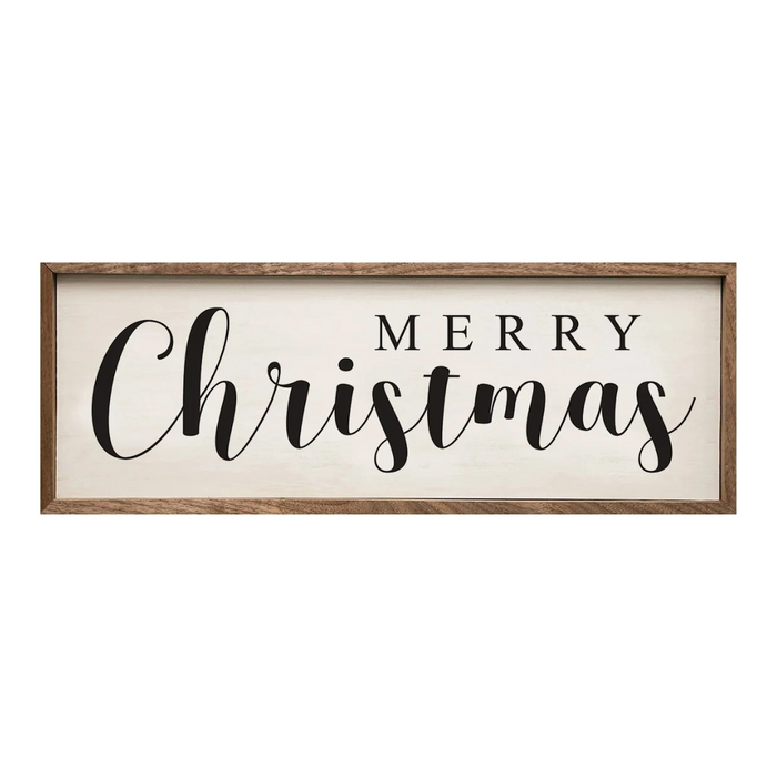 Merry Christmas White Wooden Sign