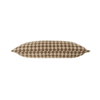 Brown Check Weave Lumbar Pillow 14" x 31"