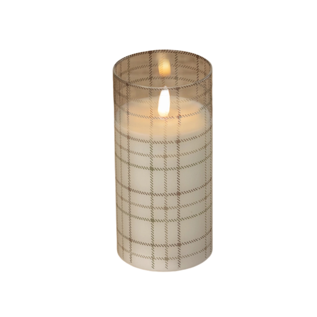 Andri Plaid 3D Flame Candle - 6"