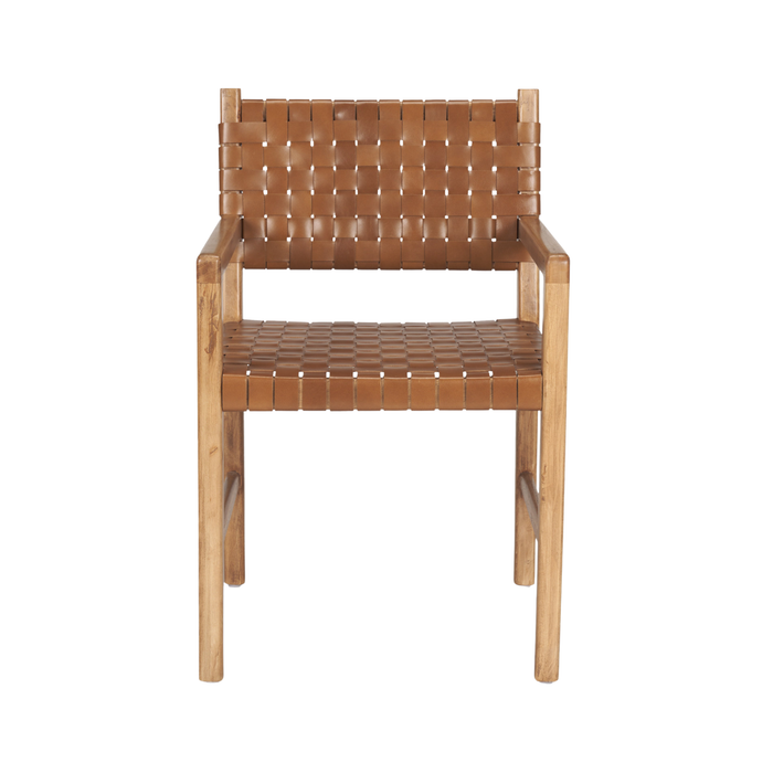 Shane Woven Leather Dining Armchair