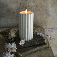 Marble Cement Column 3D Flame Candle