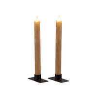 9.5" Moving 3D Flame Beige Taper Candles [Set of 2]