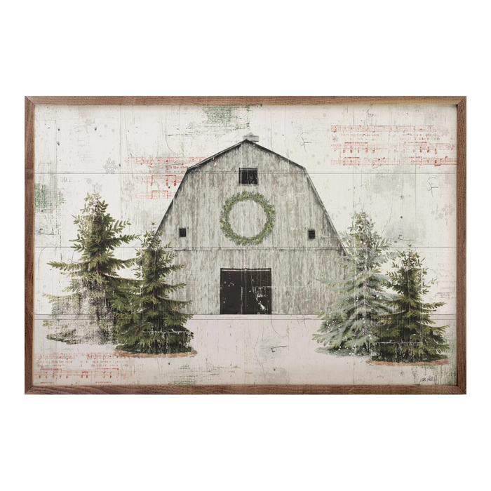 Holiday Barn Framed Wooden Print