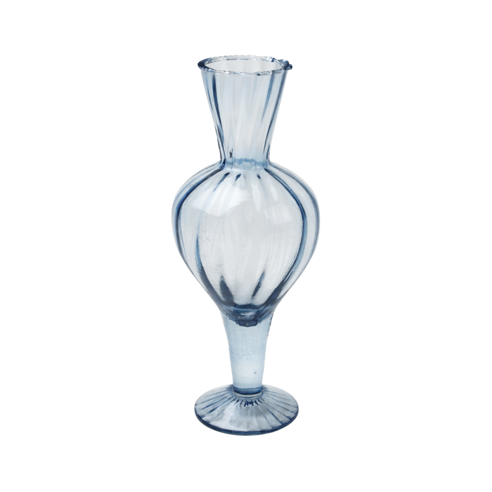 Sundae Blue Glass 10.5" Vase