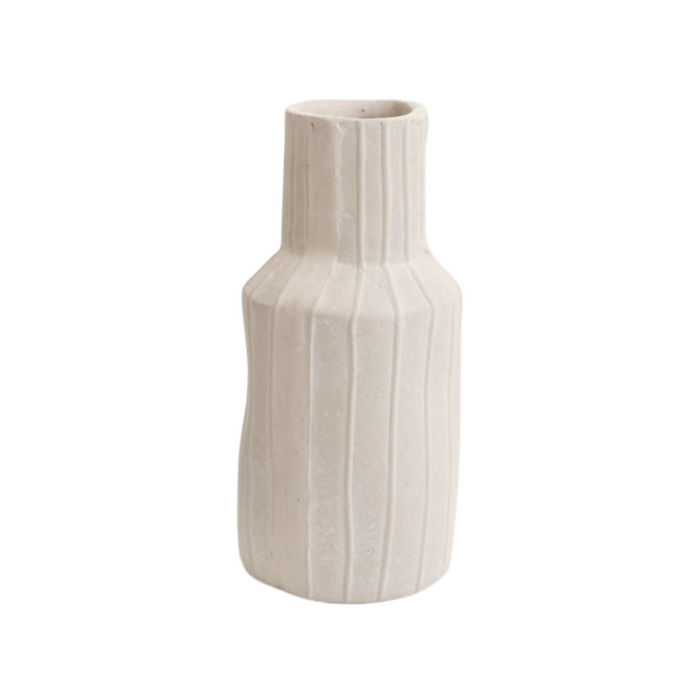 Ribbed Paper Mache Vase - Medium