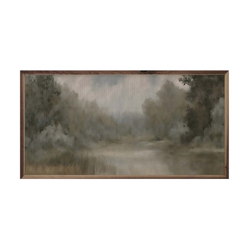 Foggy Lake - 16" x 8" Wooden Art Print