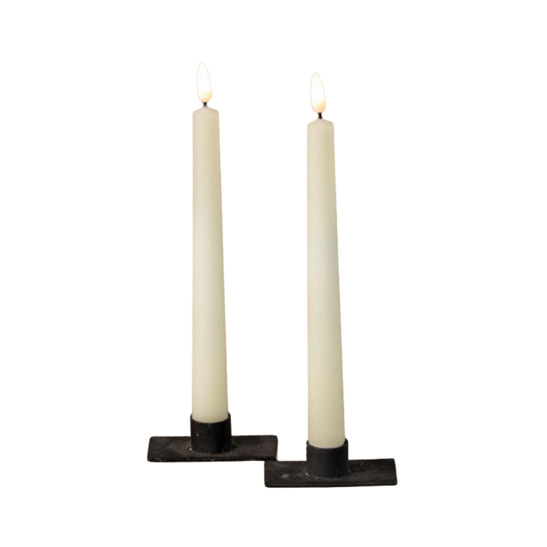 9.5" 3D Flame  Cream Taper Candle [Set of 2]