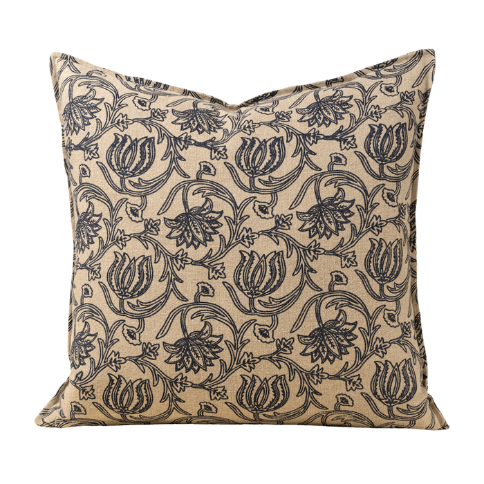 Lotus Linen Pillow [Blue - 24" x 24"]